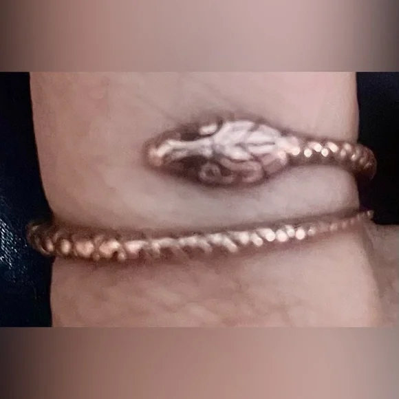 Very detailed solid copper snake ring and snake pattern earrings - Picture 8 of 11